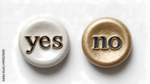 Simple yes and no button layout on a white background, emphasizing clarity, usability, and minimal interaction design