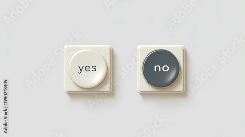 Simple yes and no button layout on a white background, emphasizing clarity, usability, and minimal interaction design