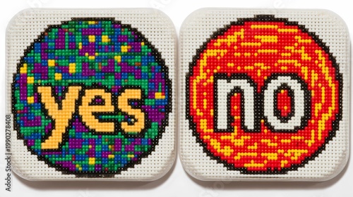 Simple yes and no button layout on a white background, emphasizing clarity, usability, and minimal interaction design