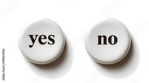 Simple yes and no button layout on a white background, emphasizing clarity, usability, and minimal interaction design