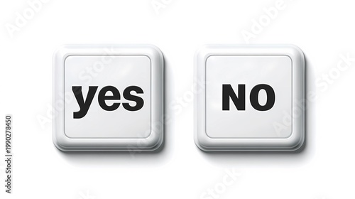Simple yes and no button layout on a white background, emphasizing clarity, usability, and minimal interaction design