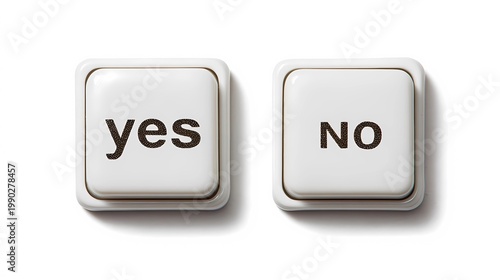 Simple yes and no button layout on a white background, emphasizing clarity, usability, and minimal interaction design