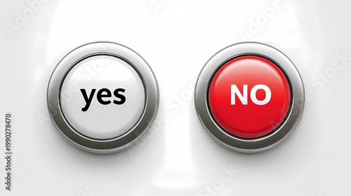 Simple yes and no button layout on a white background, emphasizing clarity, usability, and minimal interaction design