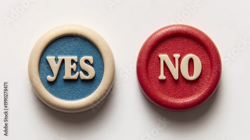 Simple yes and no button layout on a white background, emphasizing clarity, usability, and minimal interaction design