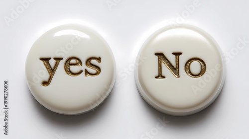 Simple yes and no button layout on a white background, emphasizing clarity, usability, and minimal interaction design