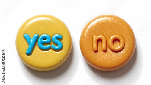 Simple yes and no button layout on a white background, emphasizing clarity, usability, and minimal interaction design