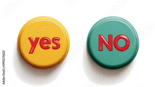 Simple yes and no button layout on a white background, emphasizing clarity, usability, and minimal interaction design