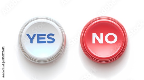 Simple yes and no button layout on a white background, emphasizing clarity, usability, and minimal interaction design