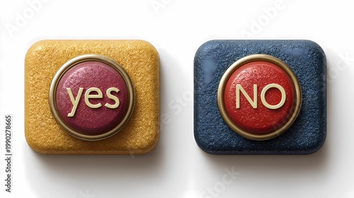 Simple yes and no button layout on a white background, emphasizing clarity, usability, and minimal interaction design
