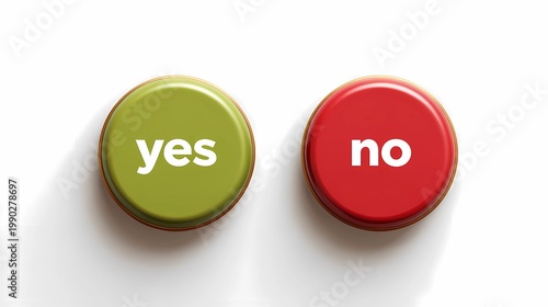 Simple yes and no button layout on a white background, emphasizing clarity, usability, and minimal interaction design