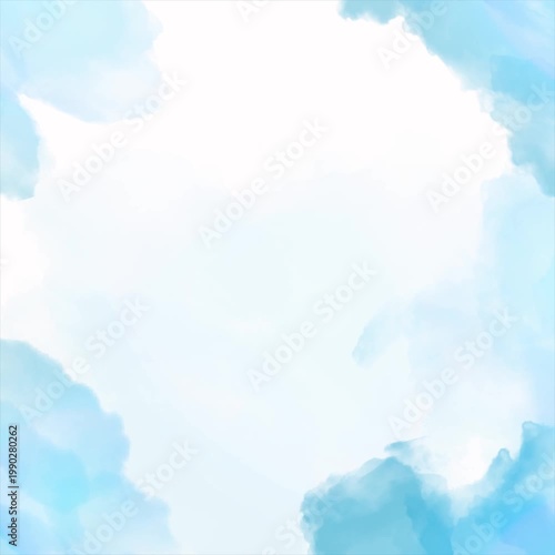 Soft Light Blue Watercolor Frame with White Empty Space