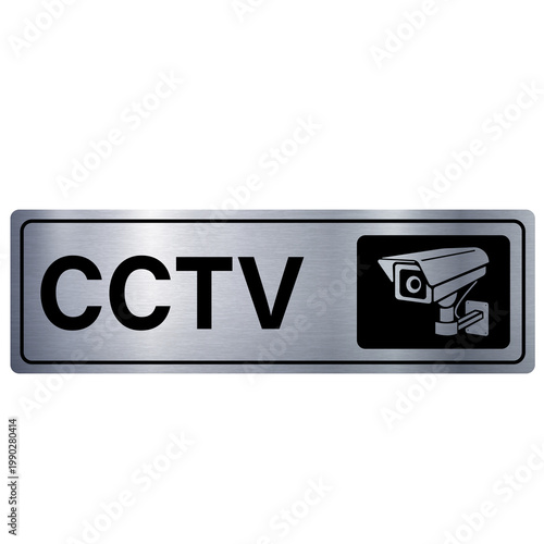 Brushed Silver CCTV Sign