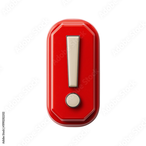 Red warning exclamation mark icon isolated on transparent background