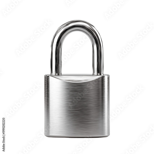 Metal security padlock isolated on transparent background
