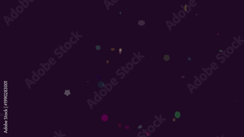 Colorful glowing particles orbiting in dark space animation loop neon