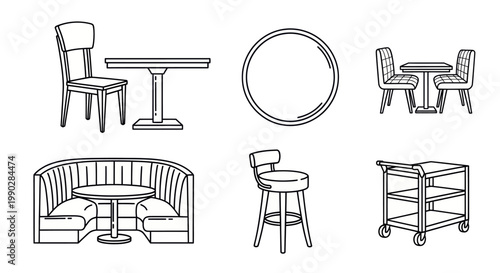 Restaurant Furniture Icon Set – Hospitality Dining Icons