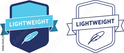 Lightweight Badge Icons with Feather Symbol in Blue Vector Style for Product Labeling and Branding