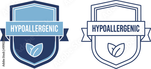 Hypoallergenic Badge Icons Set in Blue Outline Style for Product Labels and Packaging Design