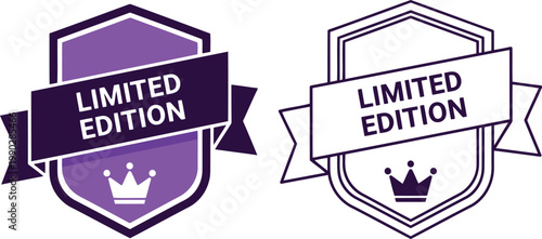 Purple Limited Edition Badge Set with Crown Icon for Exclusive Product Labeling and Branding