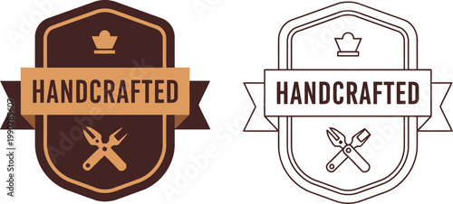 Vintage Handcrafted Badge Labels Set for Artisan Branding and Craft Product Packaging Design
