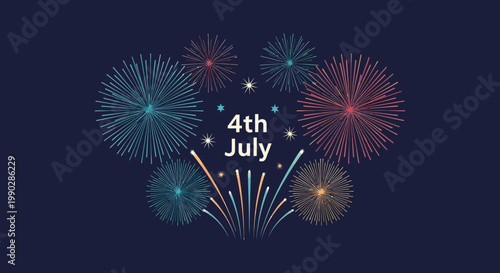 A vibrant depiction of festive fireworks illuminating the night sky, symbolizing national pride and joyous celebration for a special holiday event with dazzling light