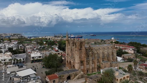 Exterior view to Lala Mustafa Pasa mosque. Formerly St. Nicholas Cathedral in the old town of Famagusta, Northern Cyprus