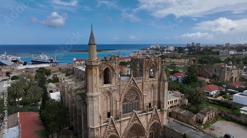 Exterior view to Lala Mustafa Pasa mosque. Formerly St. Nicholas Cathedral in the old town of Famagusta, Northern Cyprus