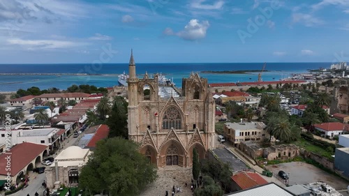 Exterior view to Lala Mustafa Pasa mosque. Formerly St. Nicholas Cathedral in the old town of Famagusta, Northern Cyprus