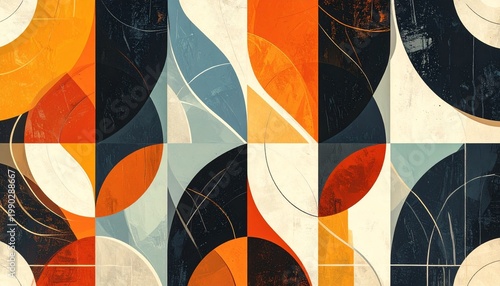 Abstract Geometric Pattern with Retro Colors and Modern Design.