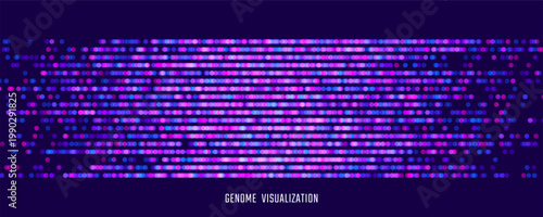 Genomic data visualization. Abstract DNA sequencing and genome mapping graphics. Scientific concept for medical research, biotechnology, and genetic testing. Vector illustration.