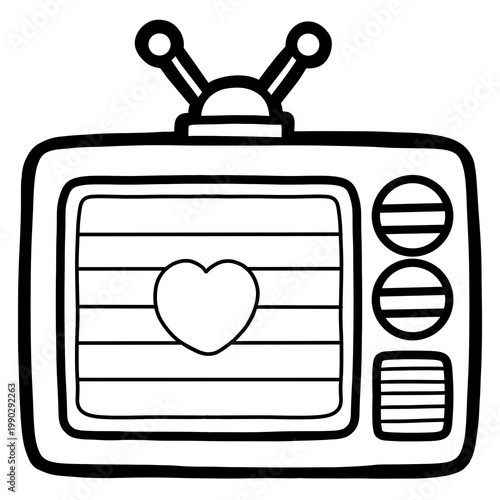 Cute outline television clipart png