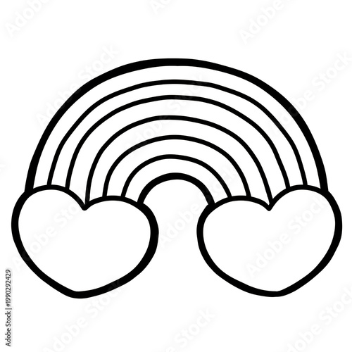 Cute Pride Month Rainbow Heart outline clipart png