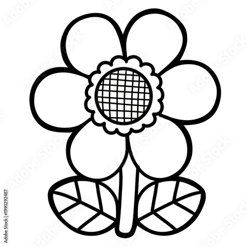 Cute outline flower clipart png