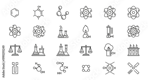 Collection of Hand Drawn Science and Chemistry Icons.