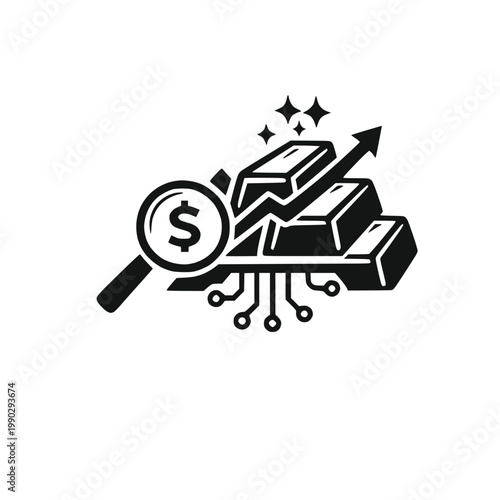 Smart investment bullion icon black filled vector for wealth growth