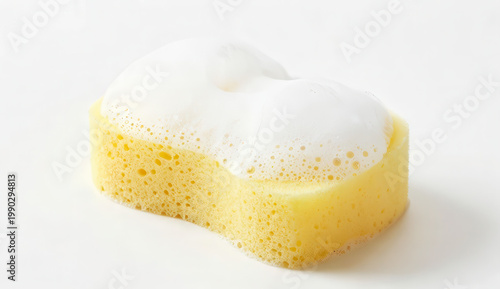 Yellow sponge with foam isolated