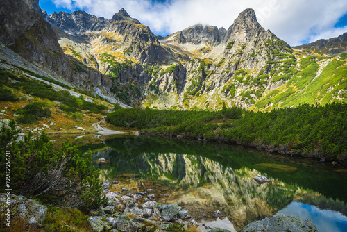 Zelene Pleso mountain lake in the High Tatras, Slovakia