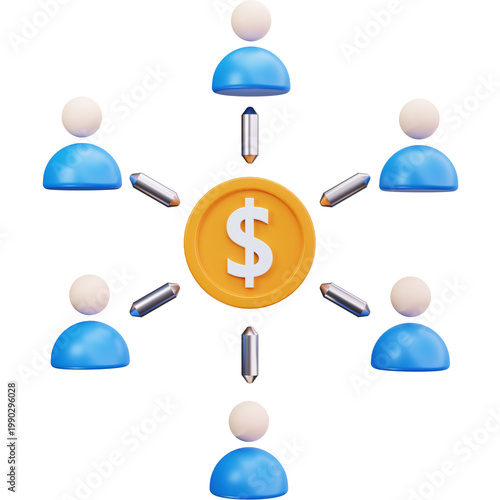 Affiliate Network Revenue Marketing 3D Illustrations