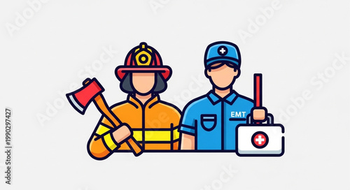 Firefighter and EMT - Emergency Responders Ready to Help in Crisis.