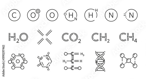 Collection of chemical formulas and molecular structures.