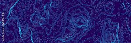Topographic map. Geographic contour map background with elevation lines. Detailed terrain visualization concept. Vector illustration of landscape elevations and natural relief.