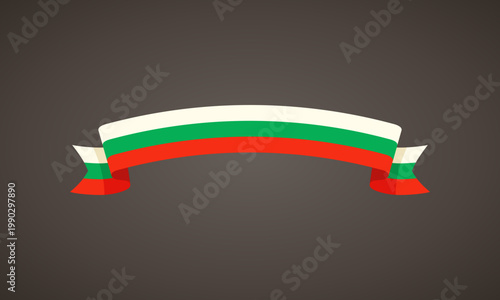 Ribbon with flag of Bulgaria in flat design style.