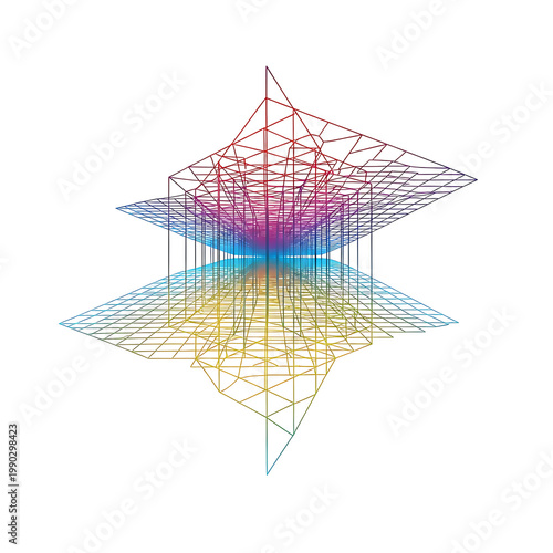 Colorful Geometric Wireframe Mesh Structure.