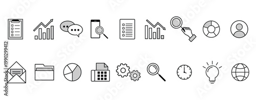 Mega set of icons in trendy line style. Business, ecommerce, finance, accounting. Big set Icons collection. Vector illustration