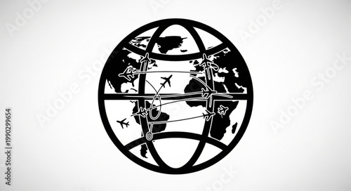 Global Air Travel Network - A World Connected by Flight Routes.