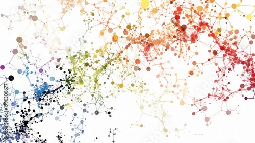 Colorful Abstract Network Diagram with Connecting Nodes and Lines