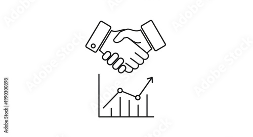 Business handshake and growth chart icon representing partnership and success.
