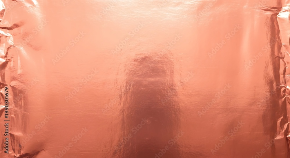 Fototapeta premium Crinkled rose gold foil reflects soft, diffused light