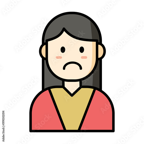 Sad woman used in user interface design to signify a negative emotion.