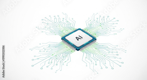 Central processing unit with AI inscription and circuit board patterns.